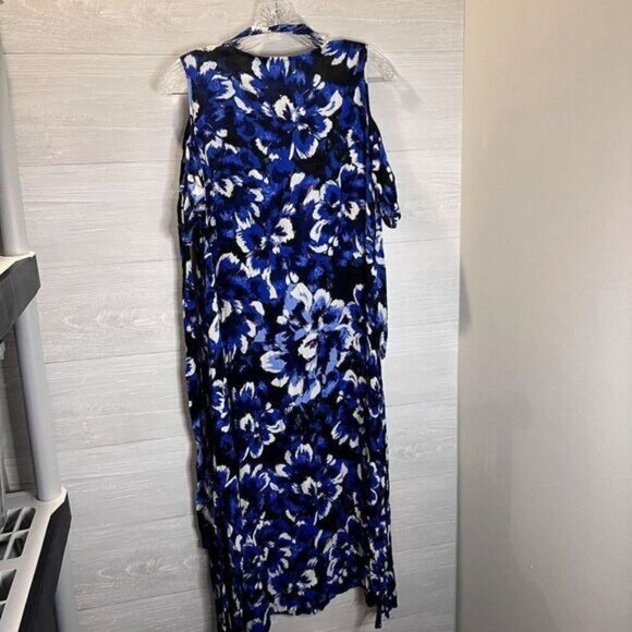 I Heart Ronson Women's Cold Shoulder Short Sleeve Floral Tie Waist Dress - Picture 4 of 9